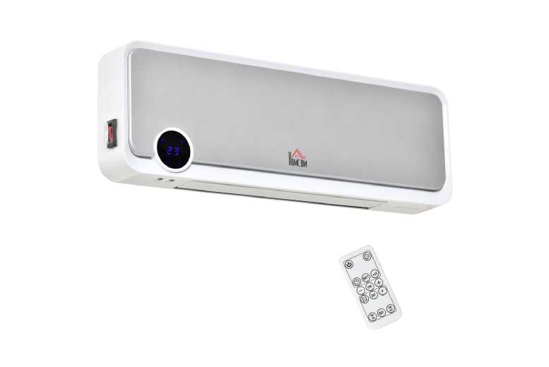 Wall Ceramic Heater with Remote, Timer & Digital Display - 2000W, Adjustable Thermostat, White | Wowcher