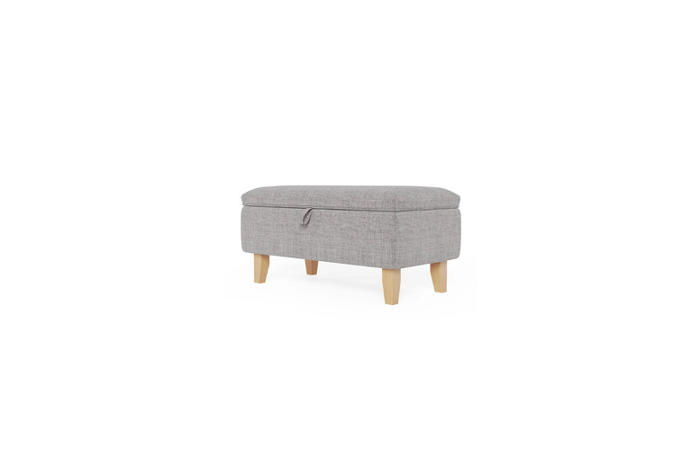 Linen Upholstered Storage Ottoman Footstool | Wowcher