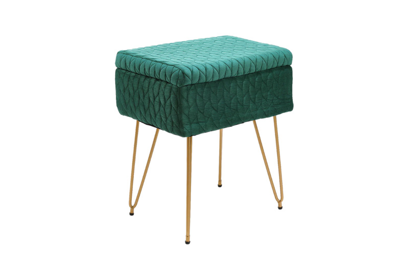 Rectangle Upholstered Storage Ottoman Vanity Stool | Wowcher