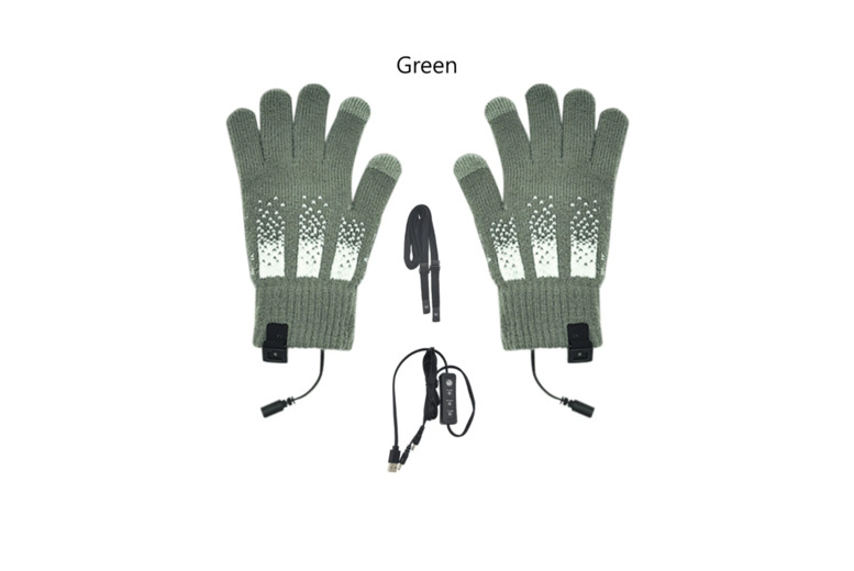 Unisex Black USB Heated Touchscreen Knitted Gloves with 3 Levels and Double-Sided Warming | Wowcher