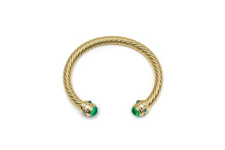Intelrus S.l Unisex Green Luxenter Sirose Crystal 18K Gold Plated Cuff Bracelet - Bold Statement Bangle, 6Mm Wide | Wowcher