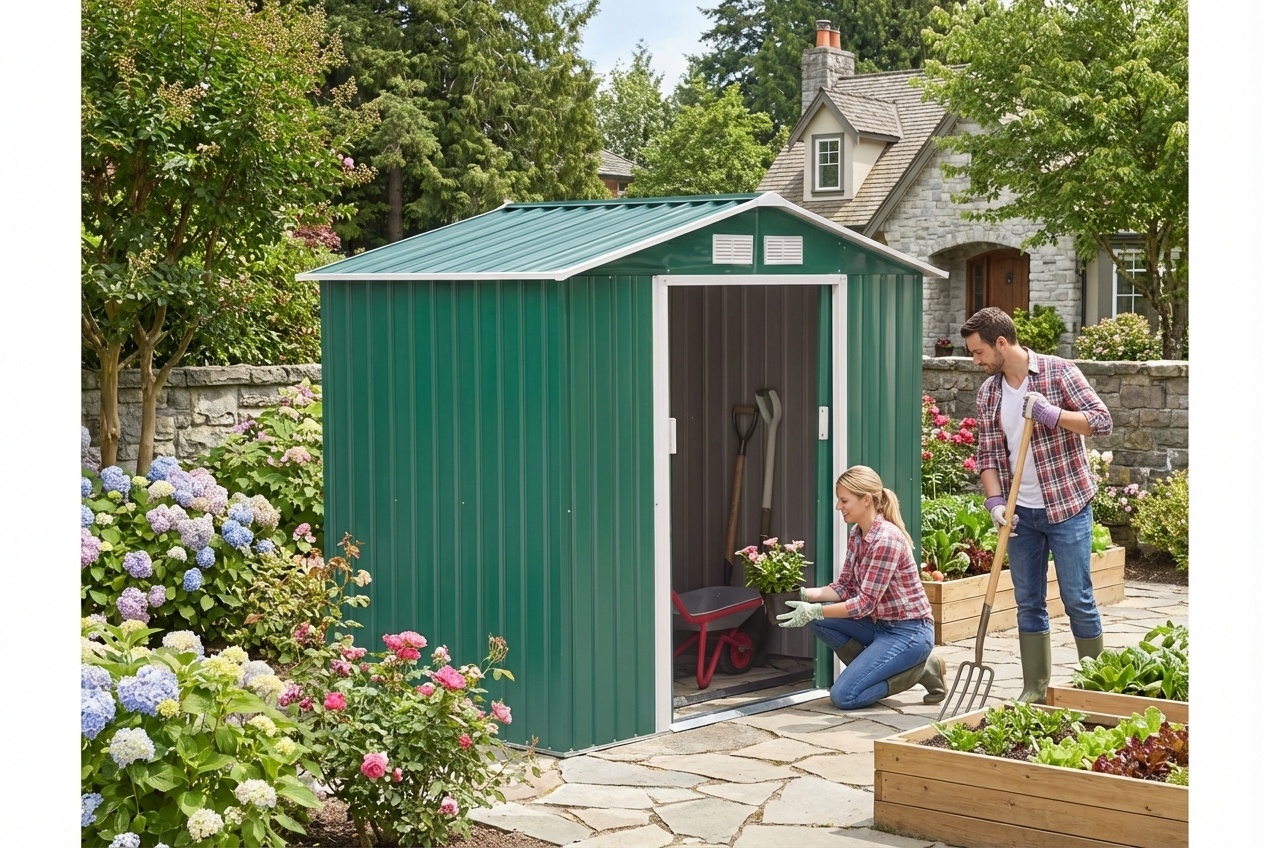 Galvanised Metal 7x4ft Garden Storage Shed - Weather-Resistant, Lockable, Spacious | Wowcher