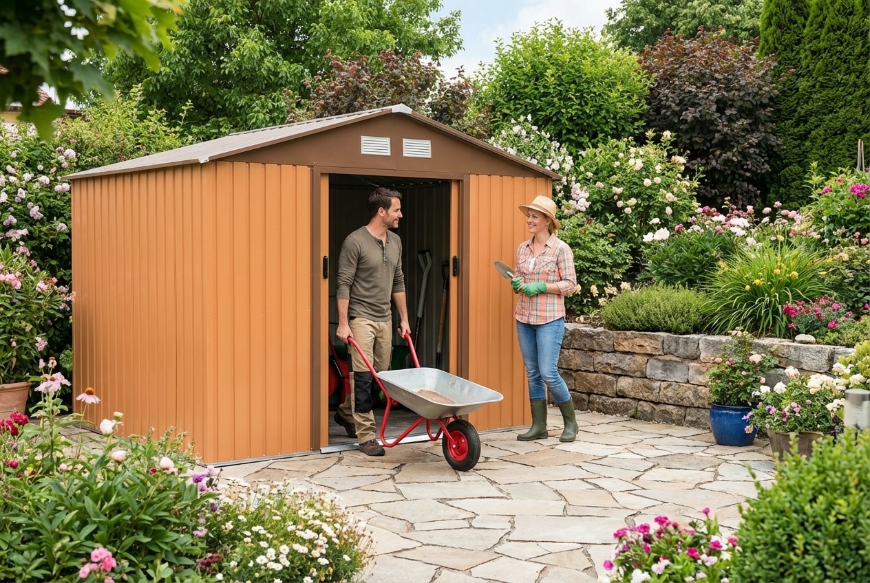 9 x 6ft Galvanised Steel Metal Garden Shed - Weather-Resistant Outdoor Storage | Wowcher