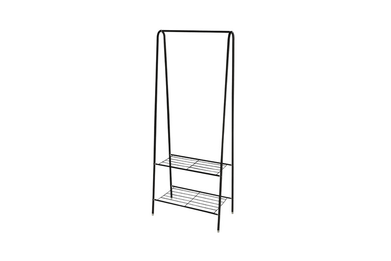 152cm Freestanding Metal Clothes Rail with Two Lower Shelves | Wowcher