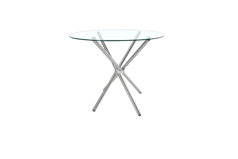 Contemporary Crossover Round Dining Table with Durable Tempered Glass Top | Wowcher