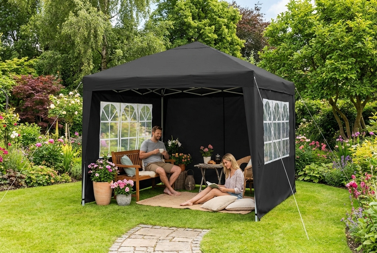 Outsunny Pop Up Gazebo Canopy - Weather-Resistant Steel Frame, 2 x 2m, Removable Walls, Portable Outdoor Shelter | Wowcher