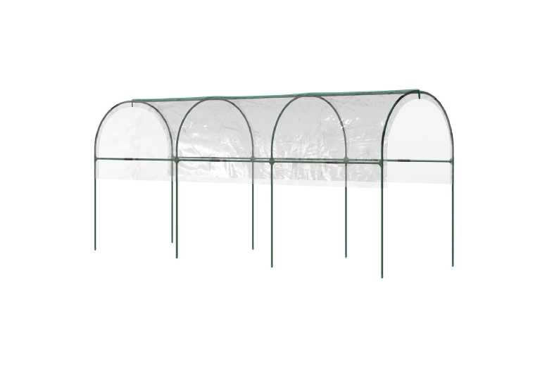 Clear Tunnel Walk-In Greenhouse with 4 Hoops, Steel Frame & Secure Anchoring - Weatherproof Garden Storage Solution | Wowcher