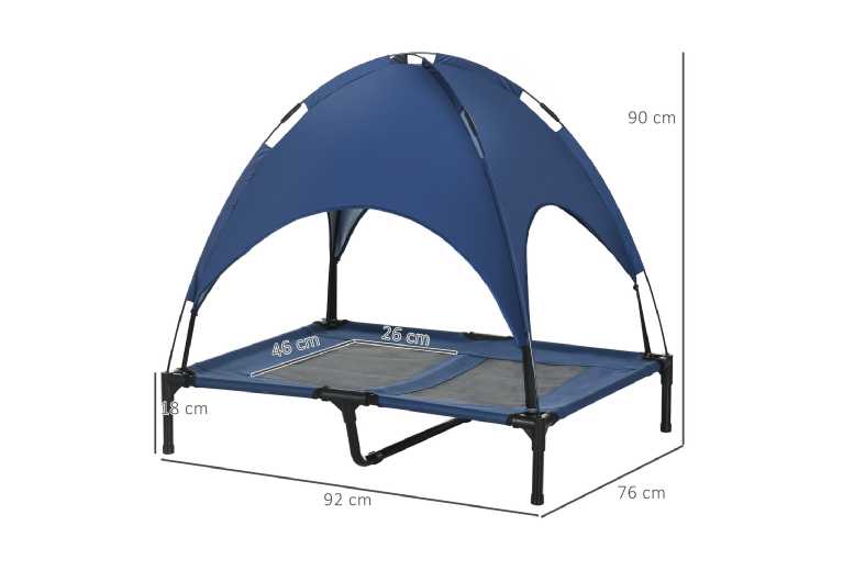 Waterproof Raised Dog Bed with Mesh Canopy - Large Breed Outdoor Comfort, Blue | Wowcher
