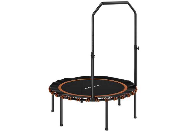 40" Foldable Fitness Trampoline with 5-Level Adjustable Handle - Outdoor Sports Rebounder, Max 100kg | Wowcher
