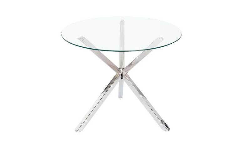 Contemporary Round Tempered Glass Dining Table with Stylish Chrome Base | Wowcher