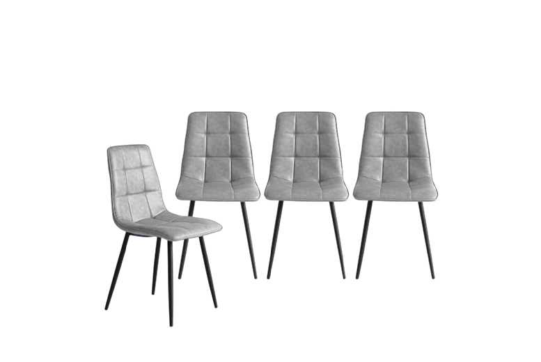 Levede Set of 4 Contemporary Faux Leather Padded Dining Chairs - Steel Frame, High-Back, 4-Seater | Wowcher