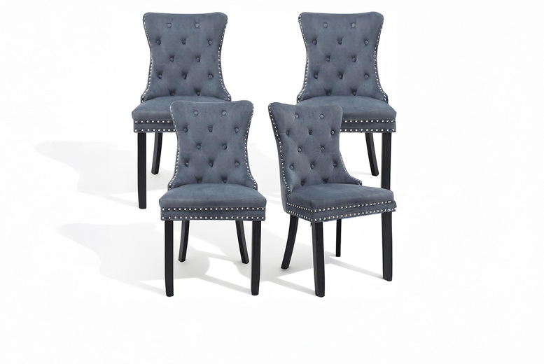 Grey Velvet Tufted Dining Chairs - 2 Or 4 Set | Wowcher