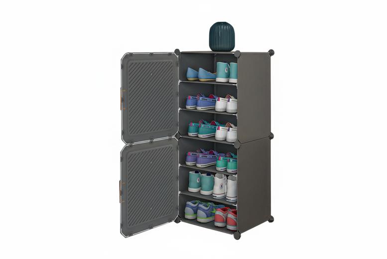 6-Tier Shoe Cabinet with Removable Shelves for Space-Saving Storage | Wowcher