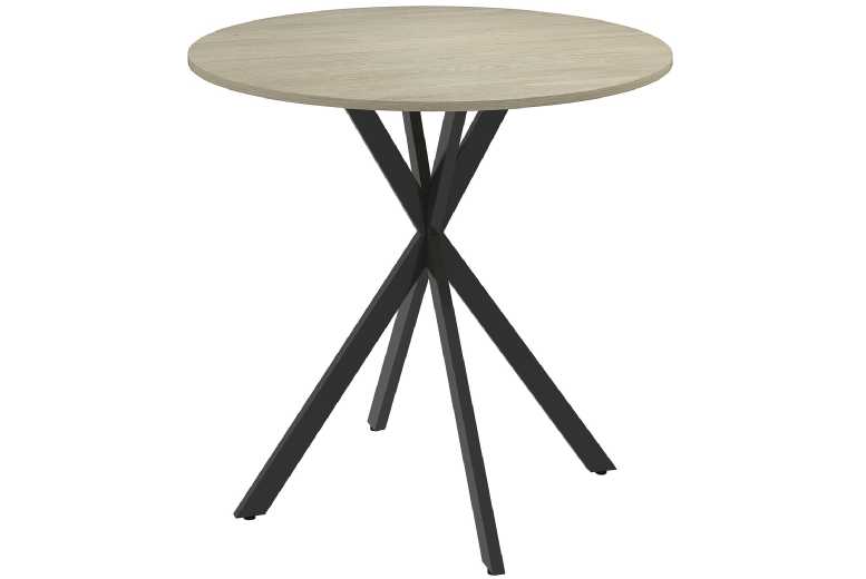 80cm Oak Industrial Round Dining Table - Compact, Modern, Seats 2-4 | Wowcher