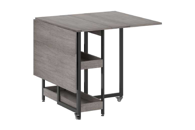 Grey Space-Saving Folding Dining Table with Storage Compartments - Seats 2-4, Modern Melamine | Wowcher