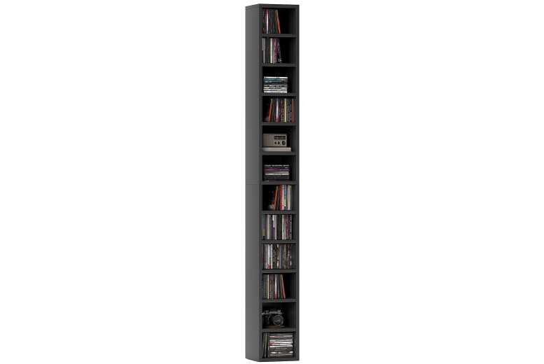 Tall Narrow Wooden CD/DVD Storage Tower - 204 Disc Capacity, Slim Space-Saving Design | Wowcher