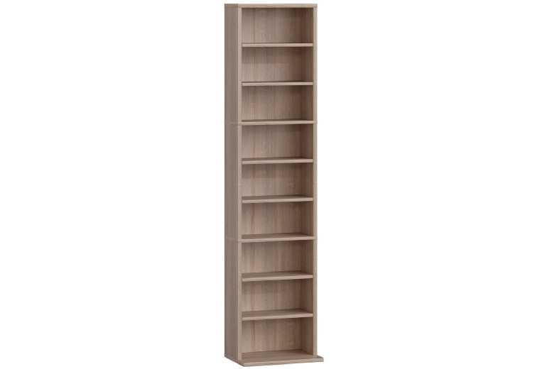 Narrow Wood CD Storage Tower - Adjustable Shelves, 260 Capacity, Space-Saving Media Rack | Wowcher