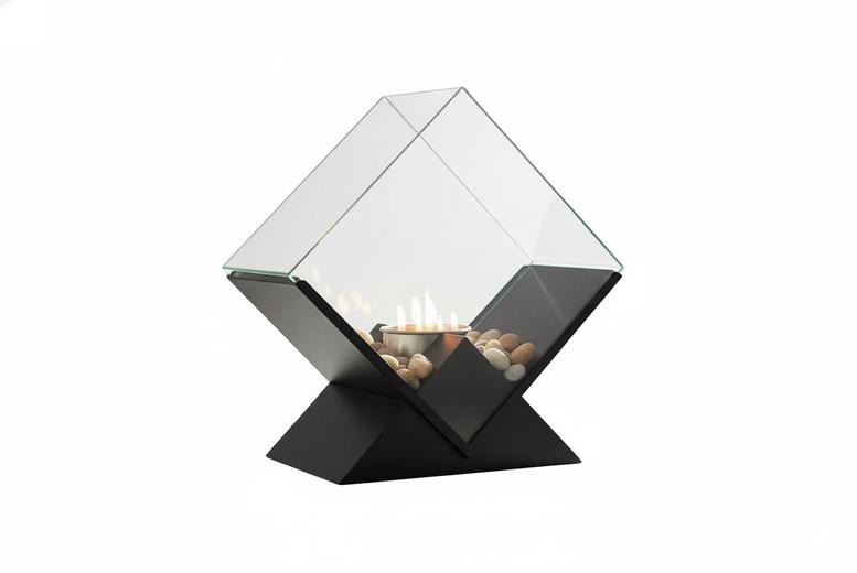 Electric Fireplace Tabletop Fire Pit with 360° Swivel and Natural Stones | Wowcher
