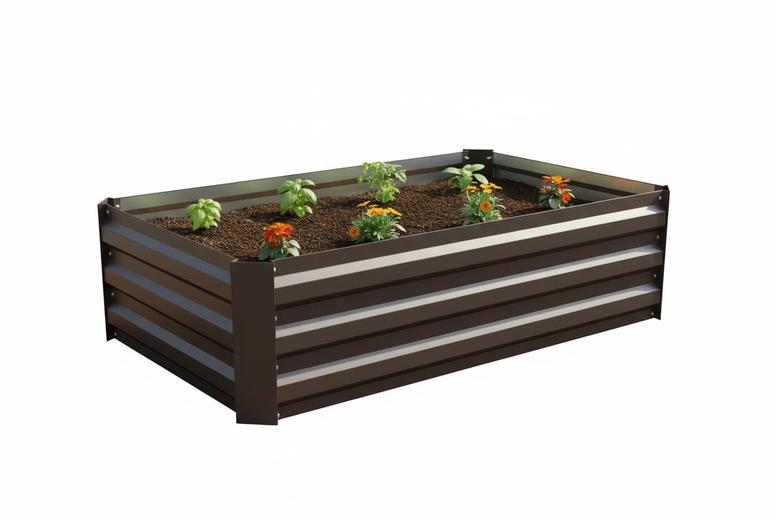 Galvanised Steel Square Raised Garden Bed Planter Box for Outdoors | Wowcher