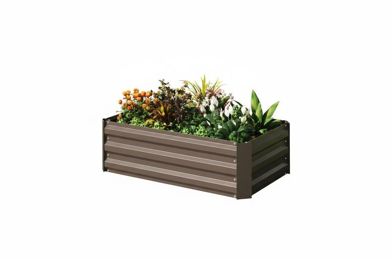 Galvanised Steel Raised Garden Bed Planter Box For Vegetables & Flowers | Wowcher