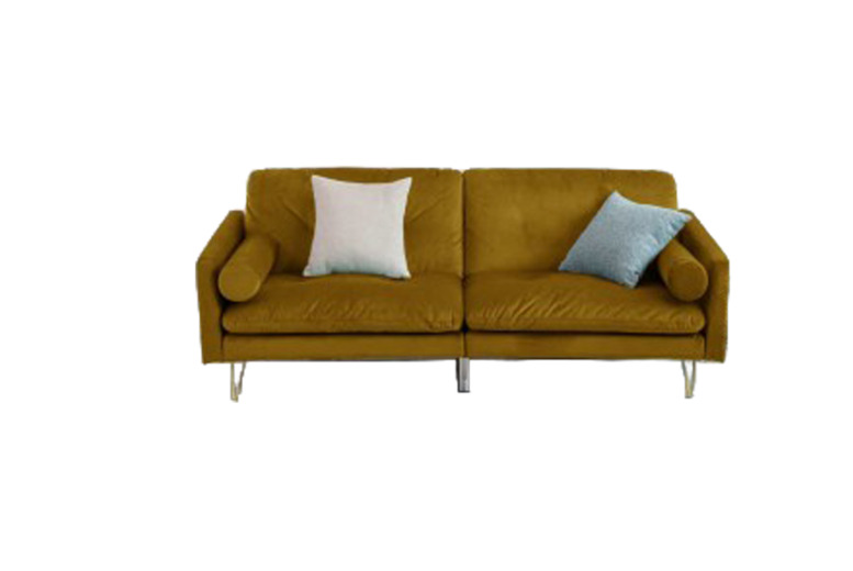 Alessia Velvet Sofa Bed in Orange, Green, or Mustard with Bolster Cushions | Wowcher