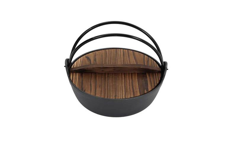 Cast Iron Pot with Wooden Lid for Campfire Cooking | Wowcher