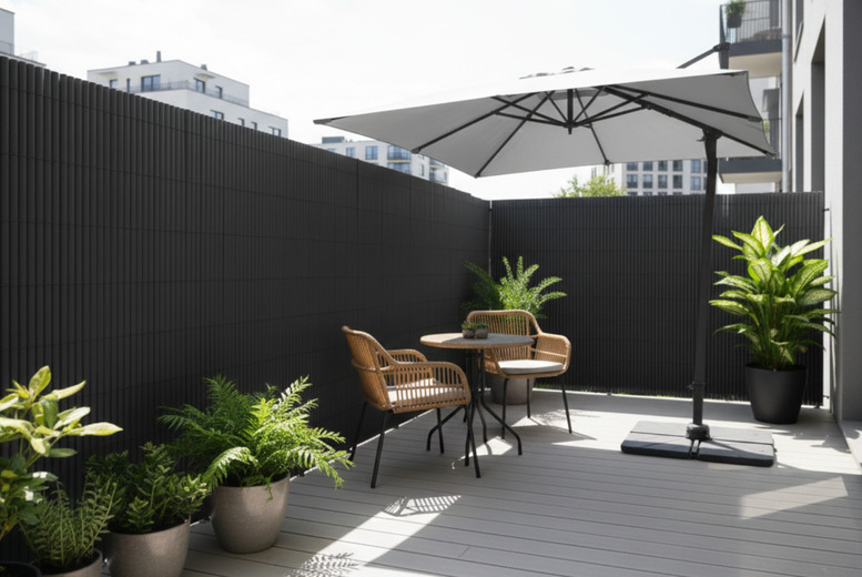 3m x 3m Large Rotating Square Cantilever Parasol with Base - Light Grey | Wowcher