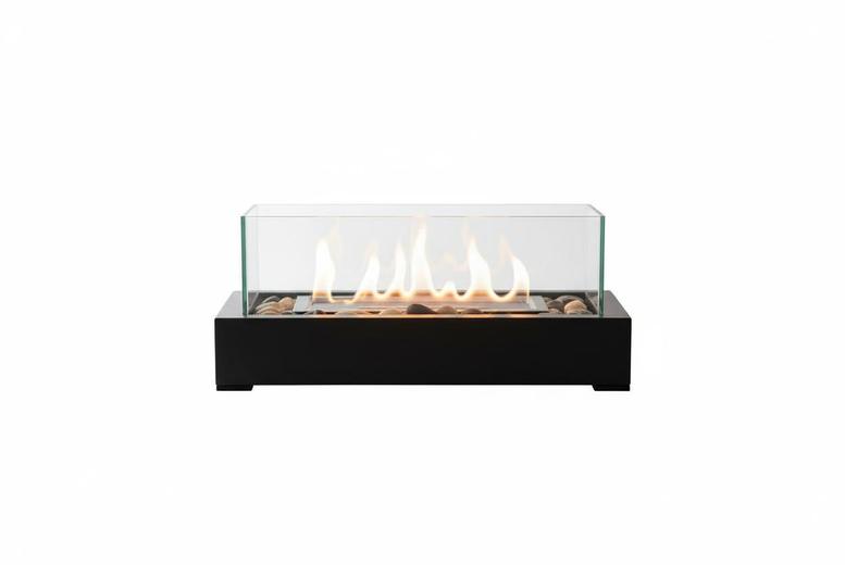 Geometric Tabletop Fireplace with Glass Shade | Wowcher