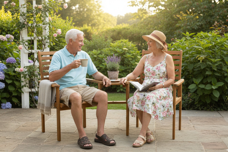 2-Seater Napoli Companion Garden Seat Set with Parasol Hole | Wowcher