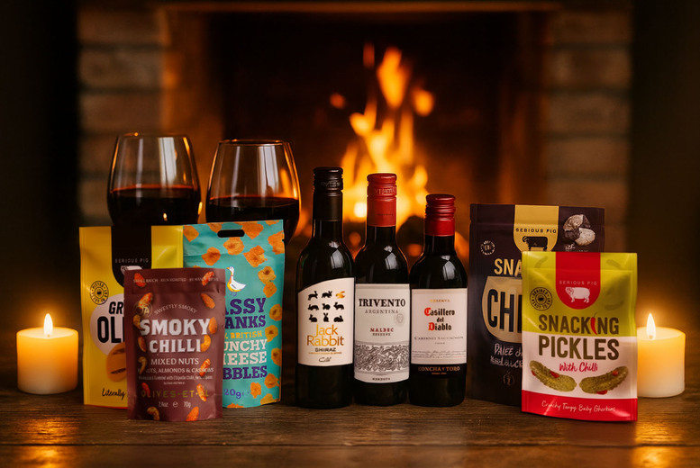 Valentine's Red Wine & Gourmet Savoury Indulgence Gift Box - Gifts For Drinking | Wowcher