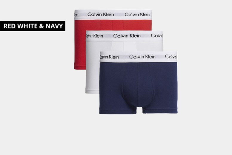 Women's Mens Small/Red, White and Navy: Calvin Klein His & Hers 3-Pack Underwear Sets for Everyday Style | Wowcher