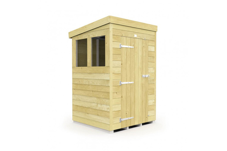 Wooden Pent Storage Shed, Heavy-Duty, Single Door with Windows, Heavy-Duty Timber, Multiple Sizes | Wowcher