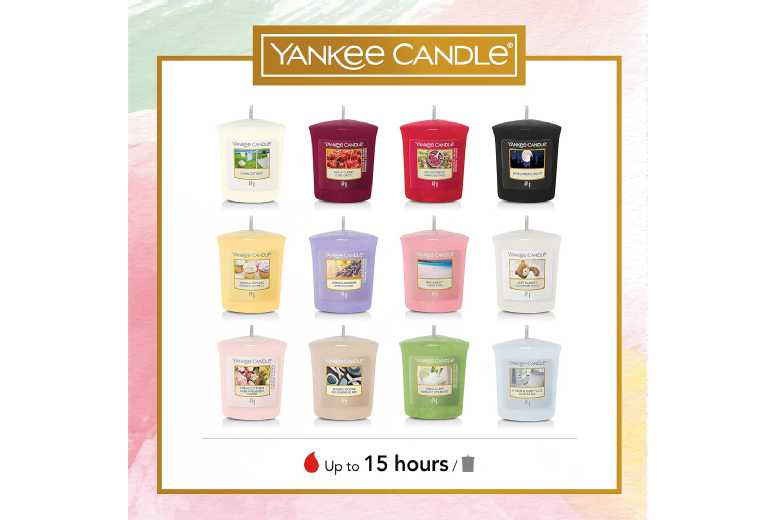 Yankee Candle 12 Scented Soy-Wax Votive Candles & Glass Holder - Premium Home Fragrance Gift Set | Wowcher