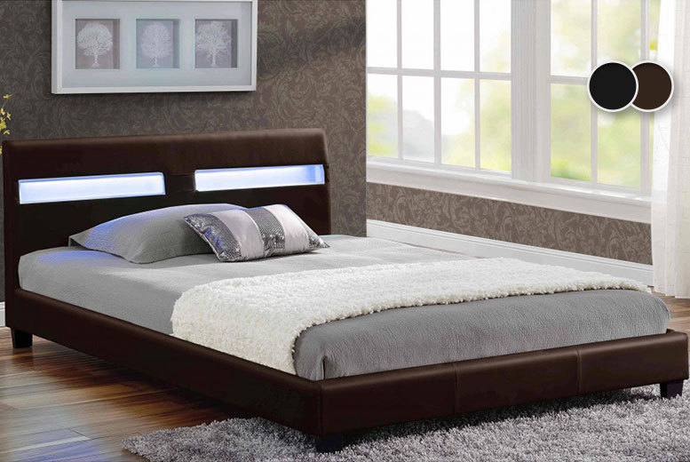 Wowcher Deal £150 for a double Valencia bed with LED lights, £250