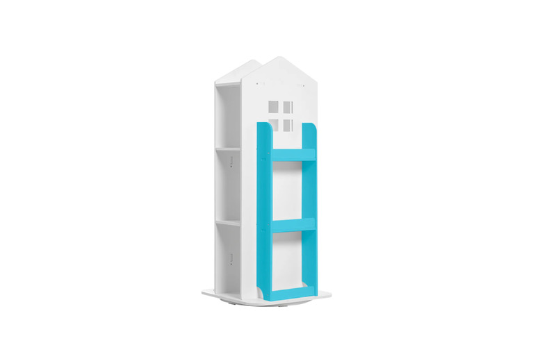 Kids' 10-Tier Rotating House-Frame Bookshelf - Blue | Wowcher