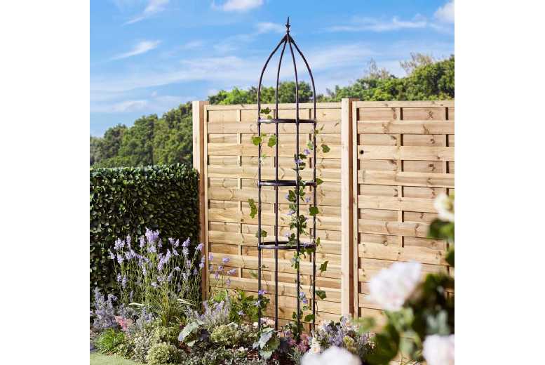 2.2M Weather-Resistant Metal Garden Obelisk - Outdoor Decor & Plant Support | Wowcher