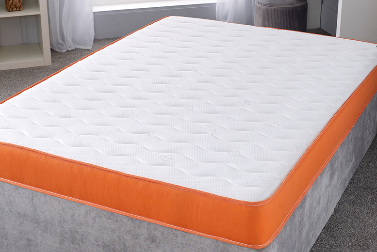 Bonnell Spring Memory Foam Mattress - Orange Quilted Border! | Wowcher