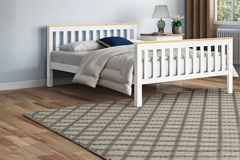 Elegant Wooden Bed Frame with Mattress Options | Wowcher