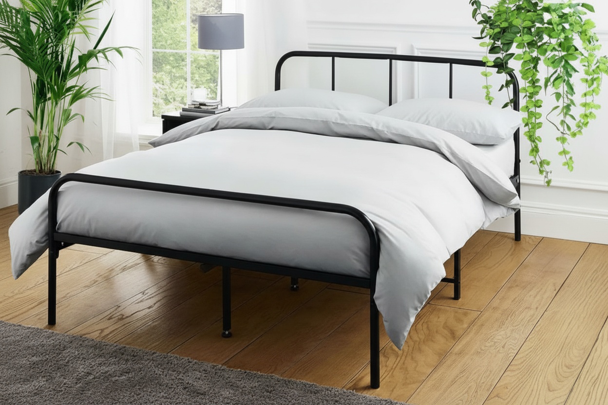 Elegant Metal Bed Frame with Under-Bed Storage & Modern Design | Wowcher