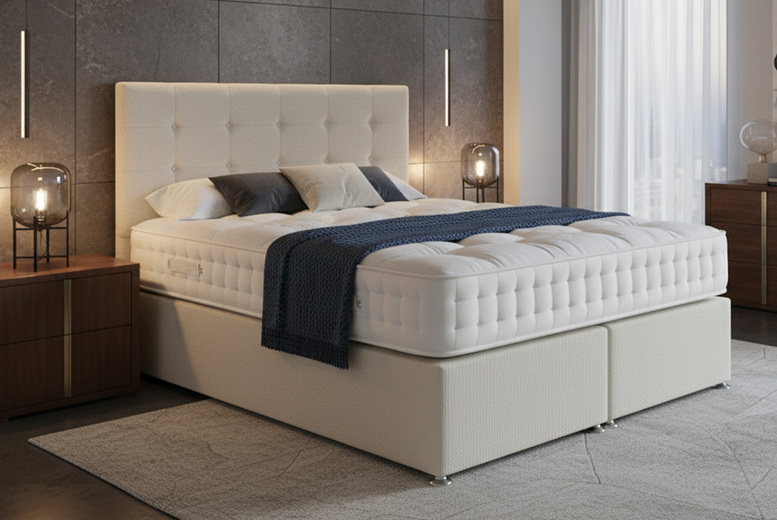 Luxury Boucle Divan Bed Set with Ortho Mattress and Storage Drawers | Wowcher