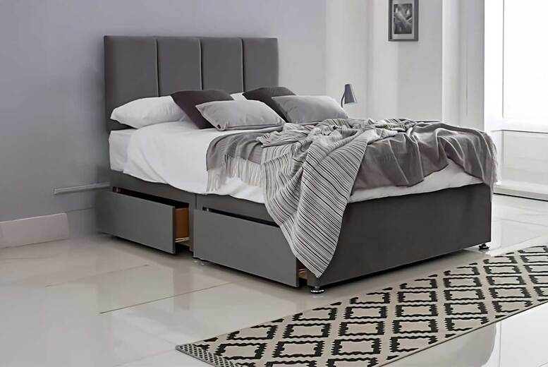 Gio Plush Divan Bed with Memory Mattress & Storage | Wowcher