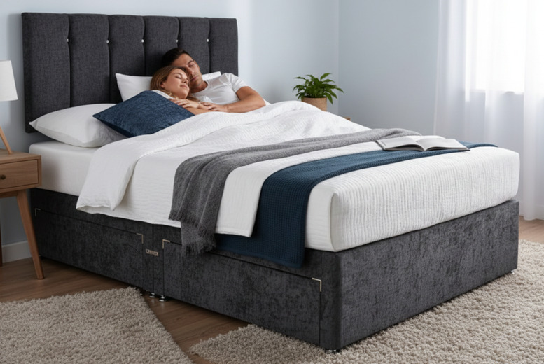 Empire Diamond Divan Bed with Orthopaedic Mattress and Custom Storage Options | Wowcher