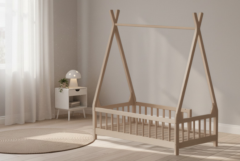 Pine Tent-Shaped Pine Wood Bed Frame for Kids' | Wowcher