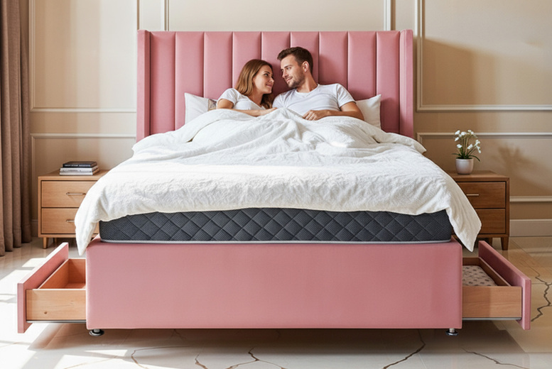 Wingline Divan Bed & Mattress - 8 Colours - 2 or 4 Drawers Option | Wowcher