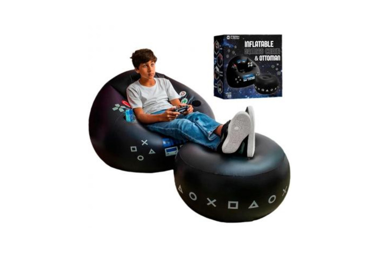 Portable Inflatable Gaming Sofa with Cup Holders, Pockets, and Foot Mat | Wowcher
