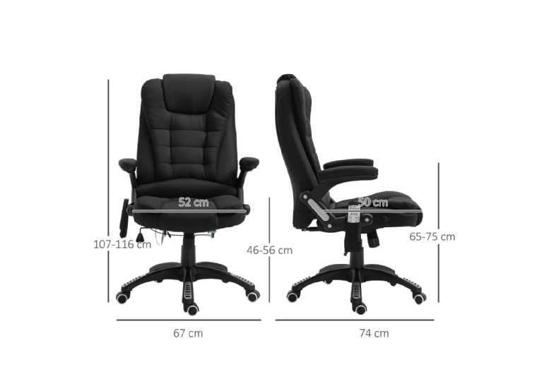 Mhstar Uk Ltd Ergonomic Heated Massage Recliner Office Chair - Linen Upholstery, Remote, 120Kg Capacity | Wowcher