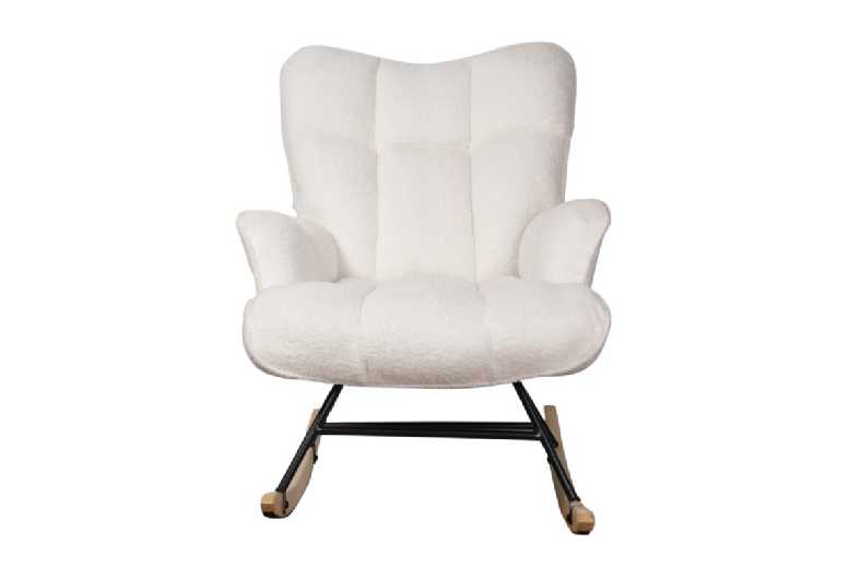 Hirix International Ltd Plush Teddy Rocking Chair - Ergonomic, 150Kg Capacity, Scandi Nursery Lounge Seat | Wowcher