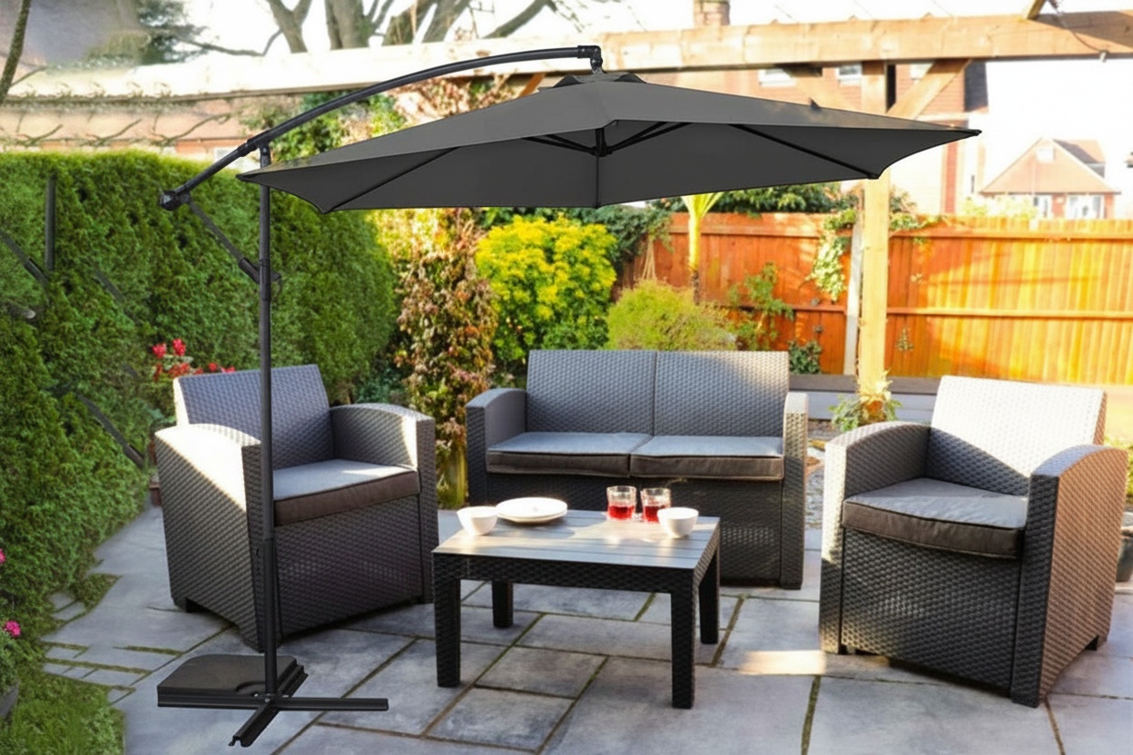 Groundlevel.co.uk 3M Banana Garden Parasol - Grey, Green, Cream Or Black! | Wowcher