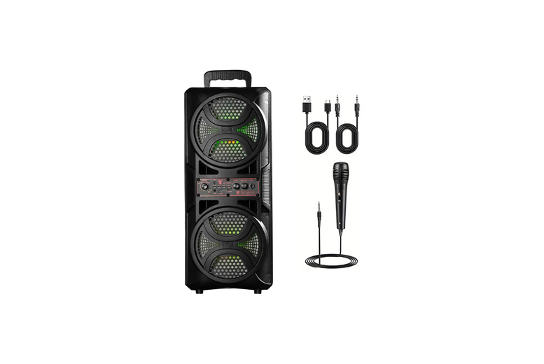 Hirix International Ltd Alivio Portable Dual 6.5 Wireless Bluetooth Speaker With Mic Fm Radio Usb And Aux | Wowcher