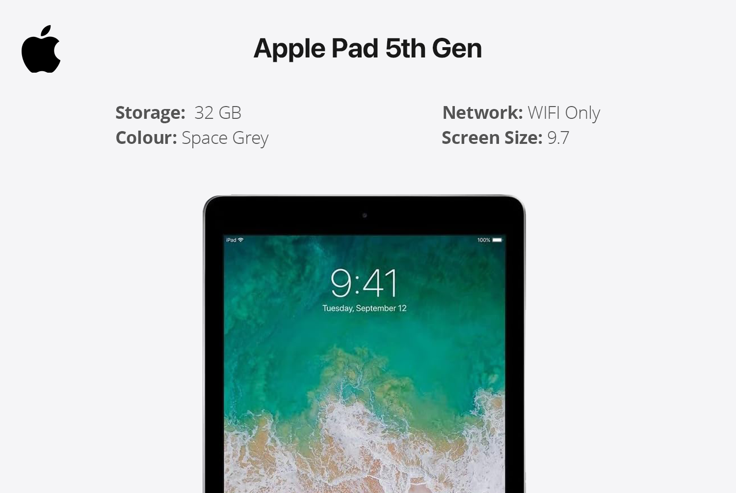 Apple iPad 5th Gen 32GB Space Grey Wi-Fi Deal - Wowcher
